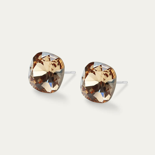 Sophia - Light Col Topaz - 10mm Brown Color Crystal Cushion -