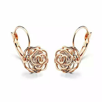 ROSE IS A ROSE 18kt Rose Crystal Earrings In White Yellow And Rose