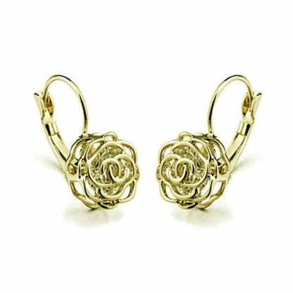 ROSE IS A ROSE 18kt Rose Crystal Earrings In White Yellow And Rose