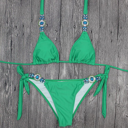 Jeweled Bikini Crochet Jewelry Bikini Set two pieces Swimsuit Crystal